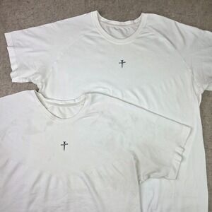 Lot of 2 Three Nails‎ T-Shirts Mens L White Short Sleeve Performance Stretch